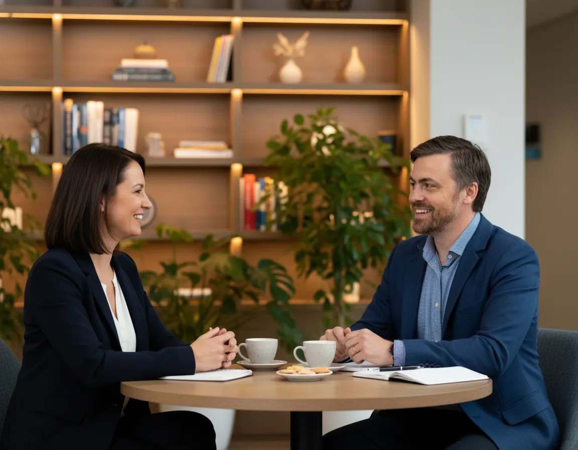 Peter Croft in a one-on-one conversation with a business owner