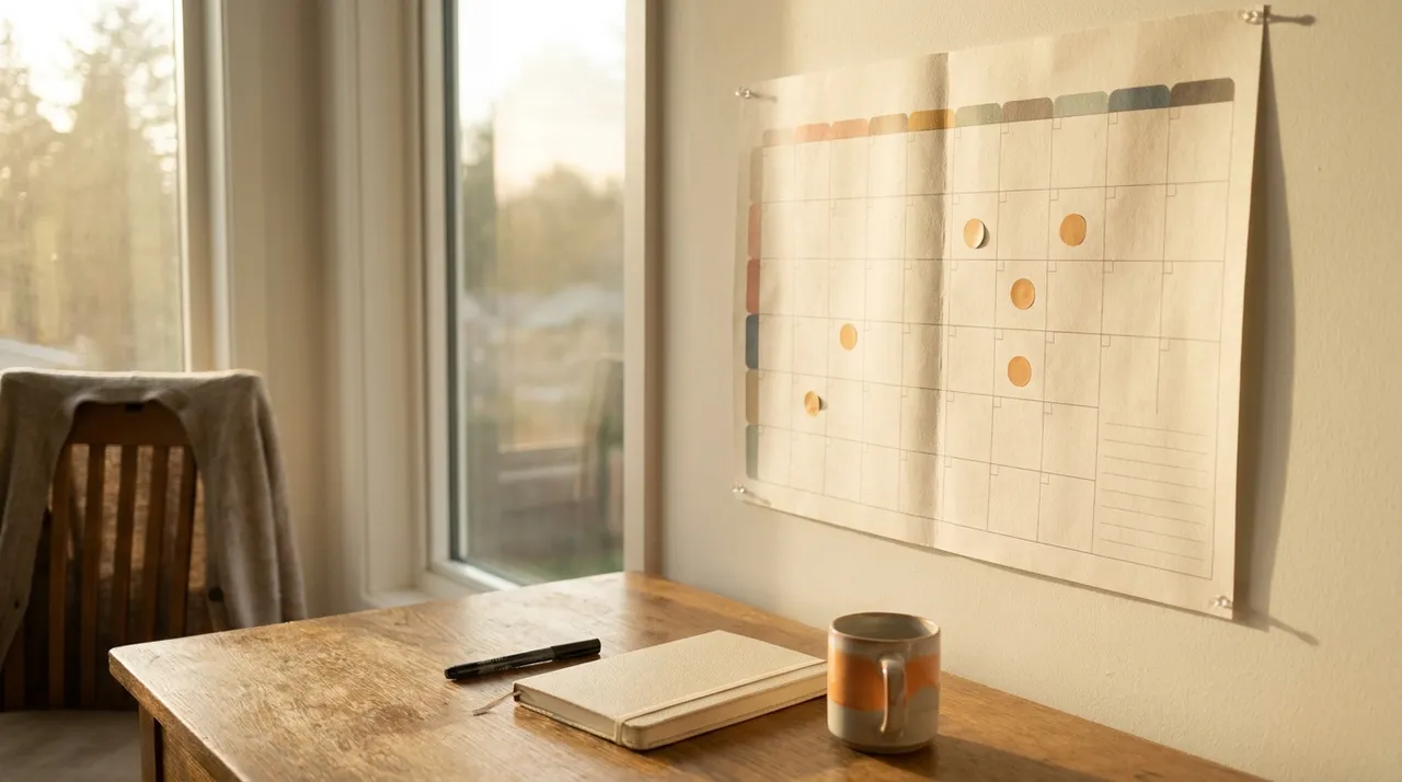 A calendar and planning documents laid out for a leadership team's first quarter